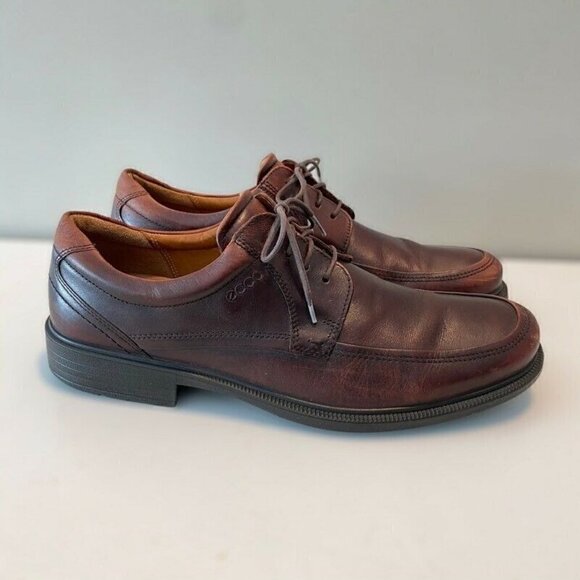 Ecco Mens Oxfords Shoes Brown Leather Lace Up 11 - Picture 1 of 8